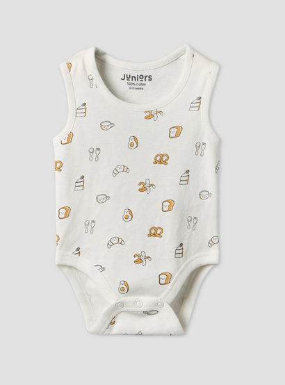 Pack of 2 Juniors Round Neck Bodysuit with Food Print-baby-boys-clothing-bodysuits-image-4