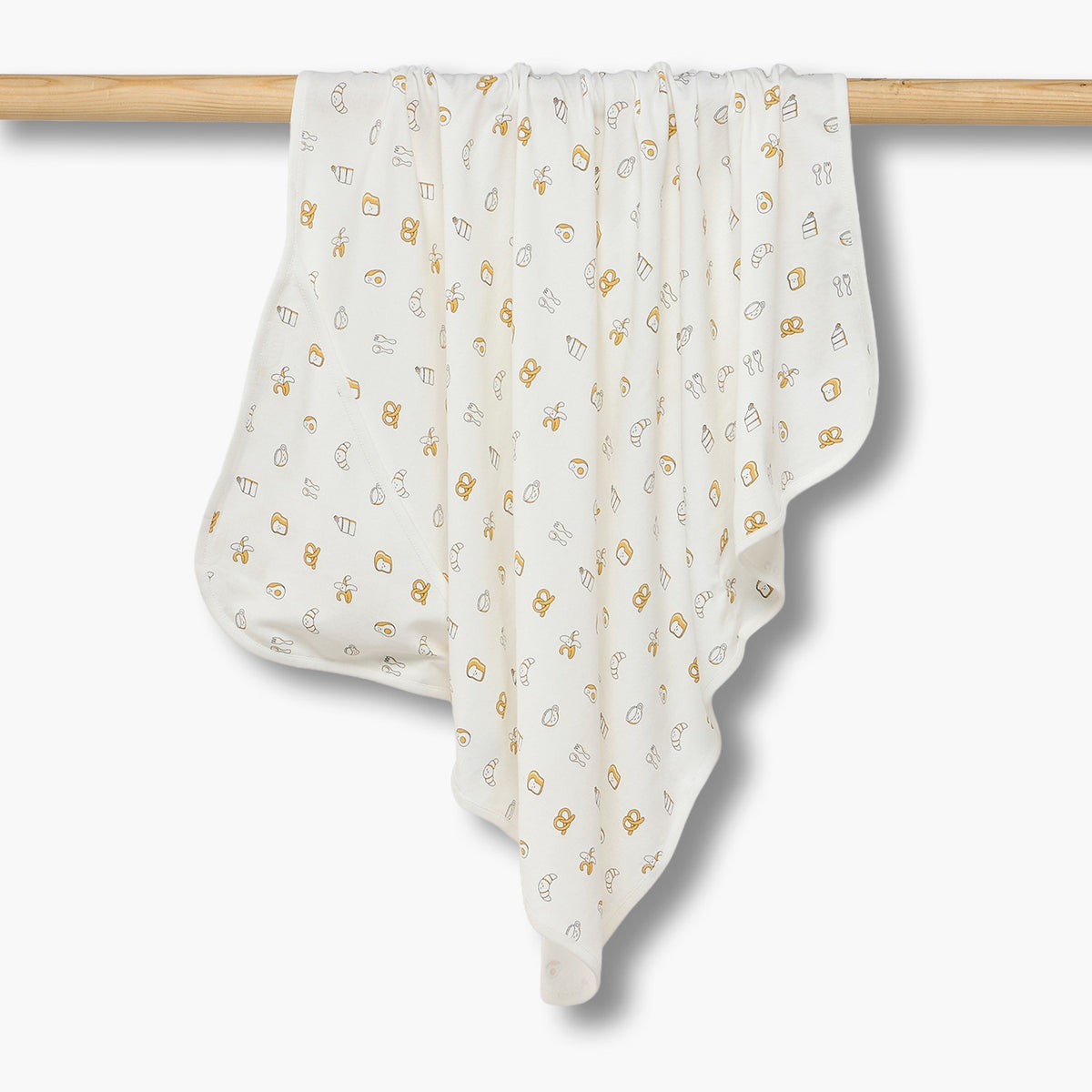 Juniors Receiving Blanket with Breakfast Print - White / 0-6 mths