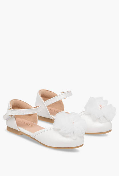 Juniors Floral Accent Ballerina Shoes with Hook and Loop Closure-undefined-image-1