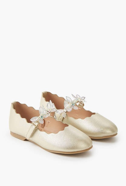 Juniors Girls Hook and Loop Embellished Ballerina Shoes-undefined-image-1