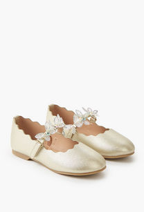 Juniors Girls Hook and Loop Embellished Ballerina Shoes-undefined-image-1