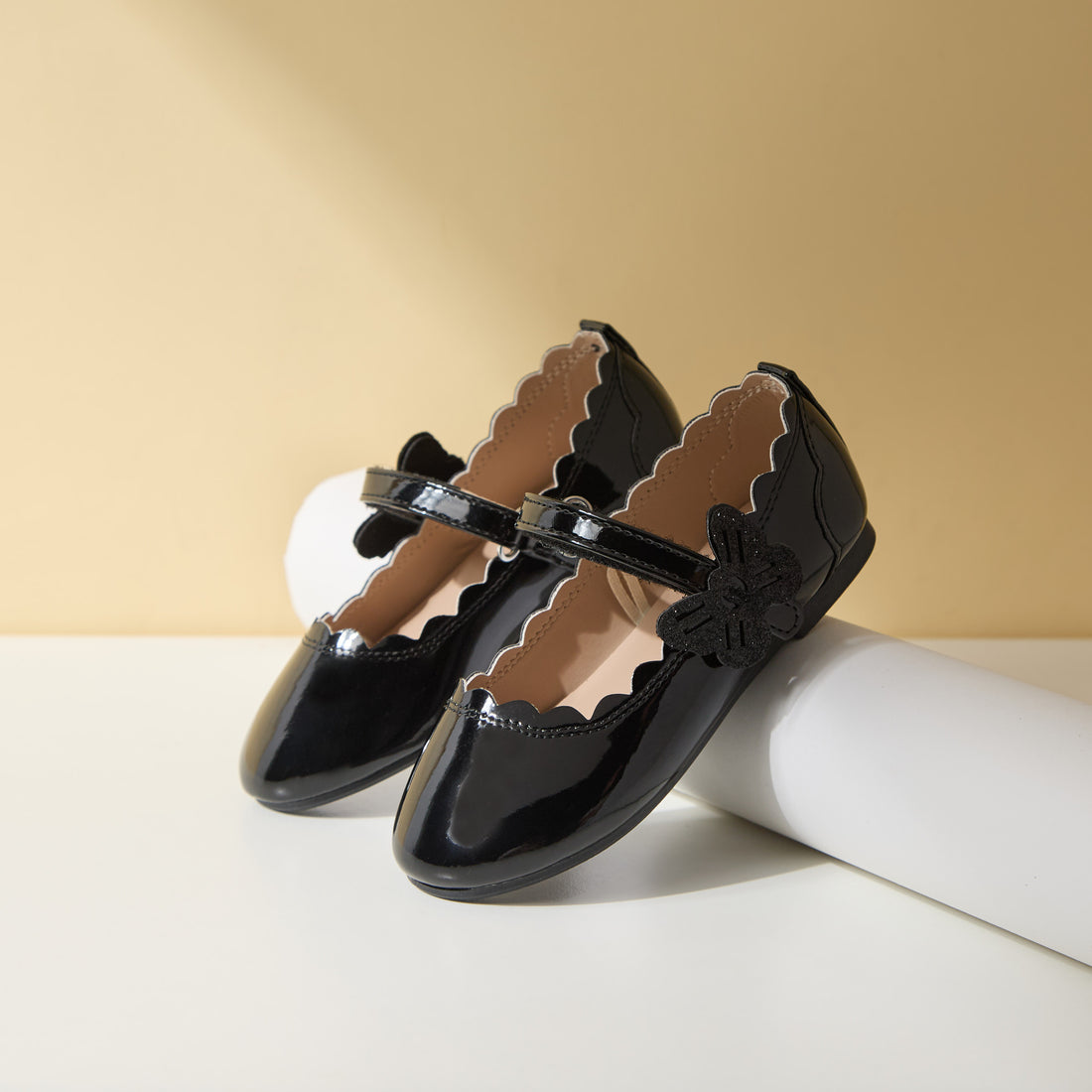 Butterfly Accent Ballerina Shoes with Hook and Loop Closure