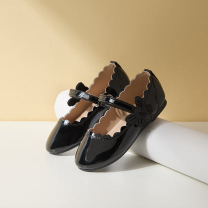 Butterfly Accent Ballerina Shoes with Hook and Loop Closure