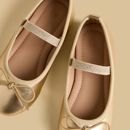 Bow Embellished Ballerina Shoes with Elasticated Strap