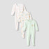Pack of 3 Juniors Cotton Round Neck Long Sleeve Sleepsuit with Snap Button Closure - Multicolour / 12-18 mths
