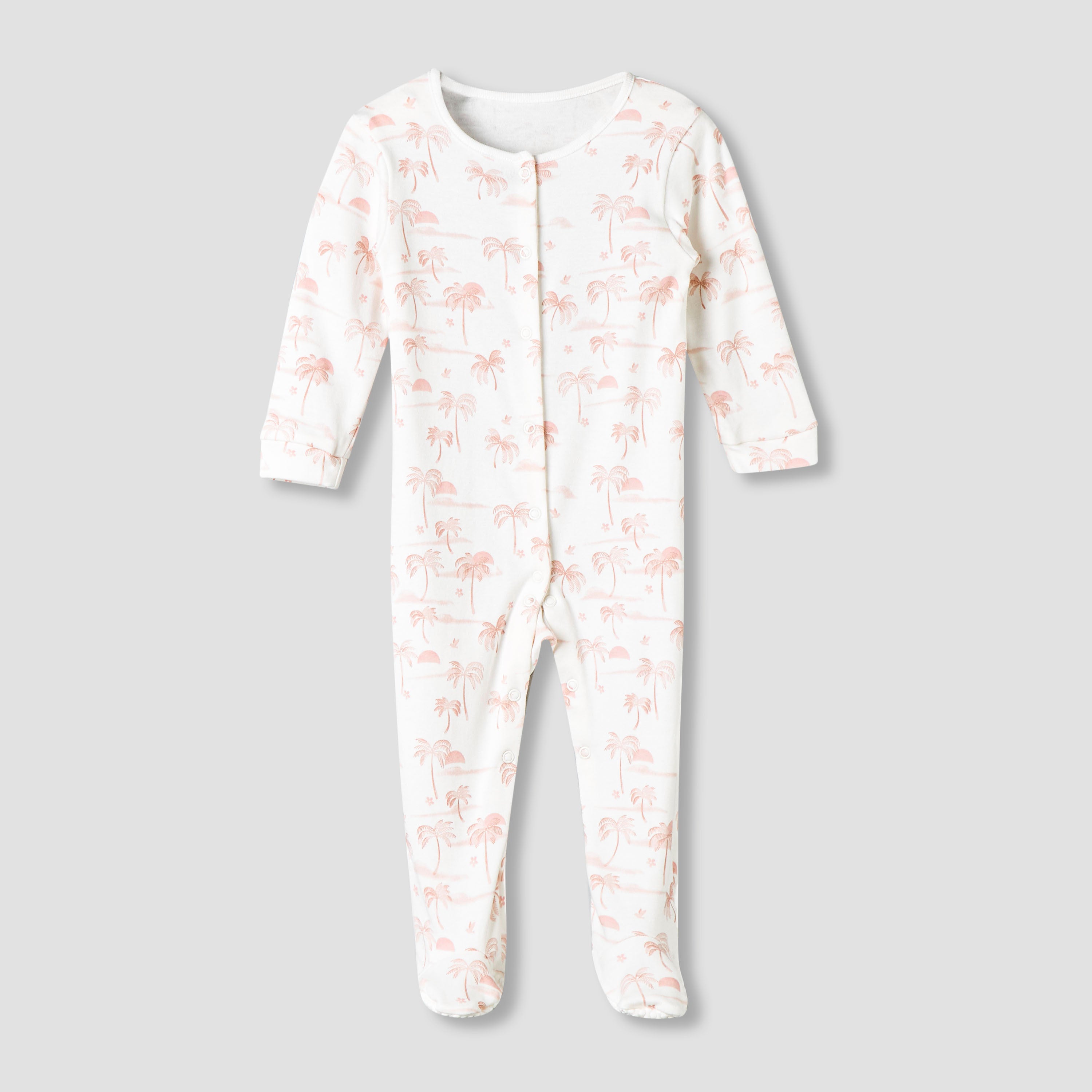 Pack of 3 Juniors Cotton Round Neck Long Sleeve Sleepsuit with Snap Button Closure