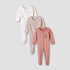 Pack of 3 Juniors Cotton Round Neck Long Sleeve Sleepsuit with Snap Button Closure - Pink / 12-18 mths