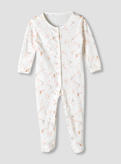 Pack of 3 Juniors Cotton Round Neck Long Sleeve Sleepsuit with Snap Button Closure-baby-girls-clothing-nightwear-sleepsuits-image-4