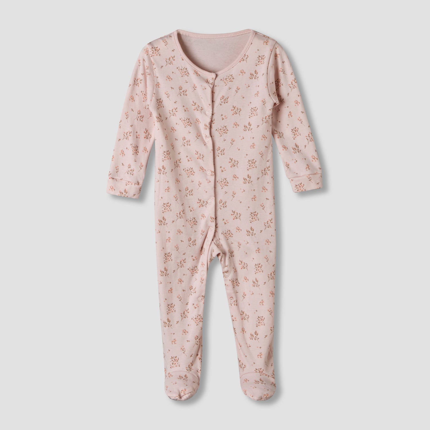 Pack of 3 Juniors Cotton Round Neck Long Sleeve Sleepsuit with Snap Button Closure