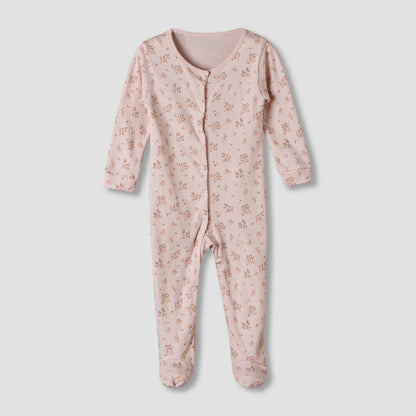 Pack of 3 Juniors Cotton Round Neck Long Sleeve Sleepsuit with Snap Button Closure