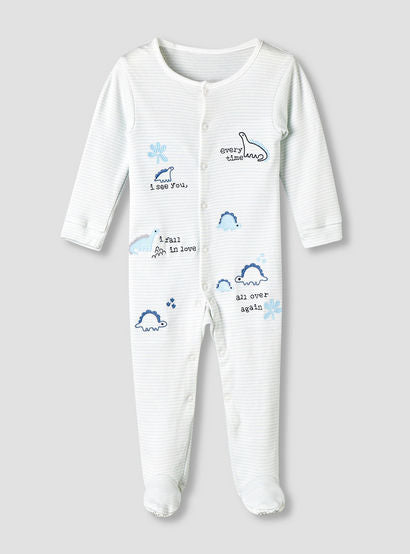 Pack of 3 Juniors Cotton Round Neck Long Sleeve Sleepsuit with Snap Button Closure-baby-boys-clothing-nightwear-sleepsuits-image-2