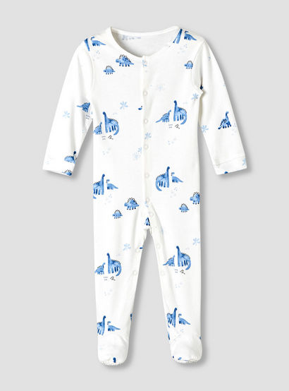 Pack of 3 Juniors Cotton Round Neck Long Sleeve Sleepsuit with Snap Button Closure-baby-boys-clothing-nightwear-sleepsuits-image-4