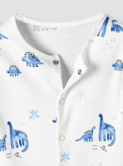 Pack of 3 Juniors Cotton Round Neck Long Sleeve Sleepsuit with Snap Button Closure-baby-boys-clothing-nightwear-sleepsuits-image-5