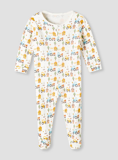 Pack of 3 Juniors Cotton Round Neck Long Sleeve Sleepsuit with Snap Button Closure-baby-boys-clothing-nightwear-sleepsuits-image-3