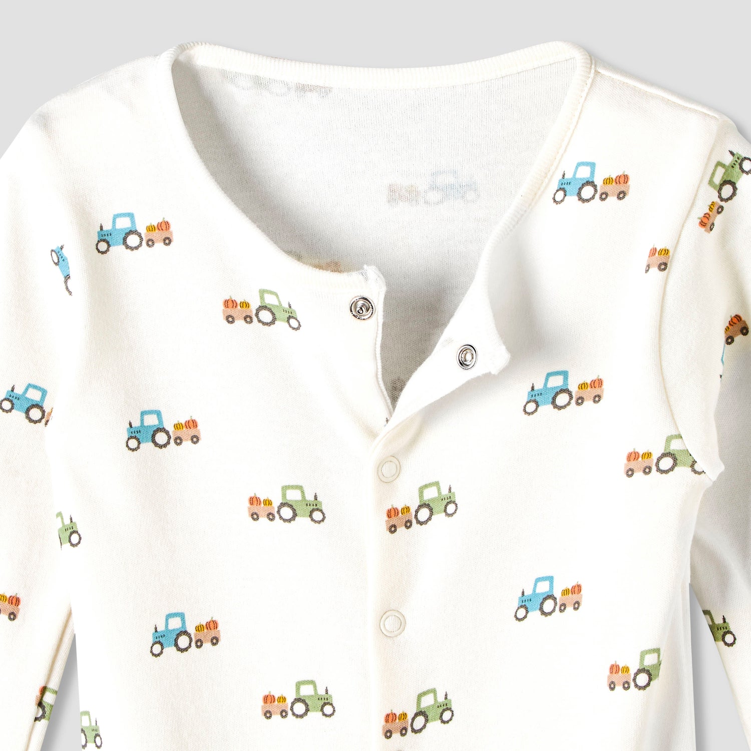 Pack of 3 Juniors Cotton Round Neck Long Sleeve Sleepsuit with Snap Button Closure