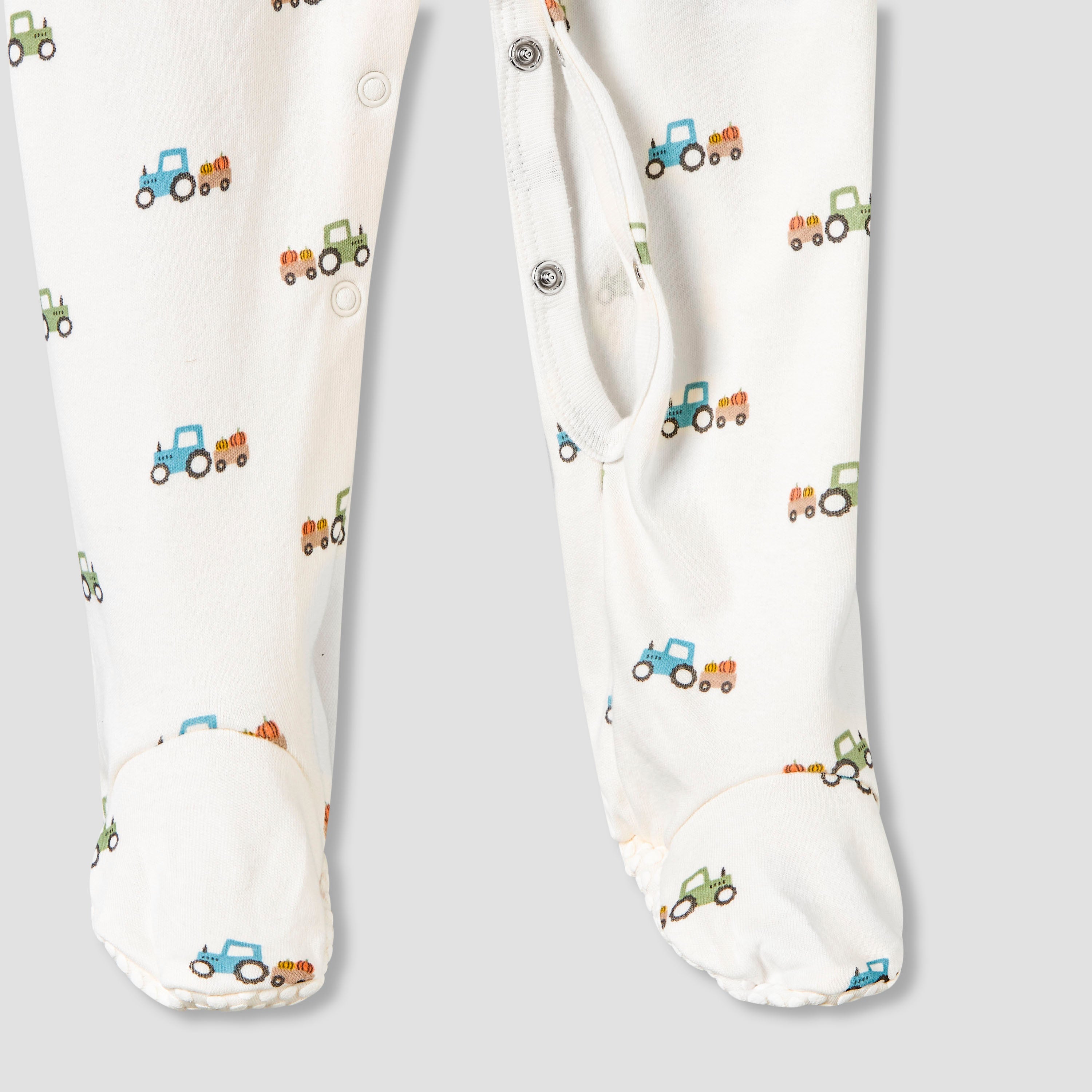 Pack of 3 Juniors Cotton Round Neck Long Sleeve Sleepsuit with Snap Button Closure