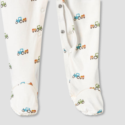 Pack of 3 Juniors Cotton Round Neck Long Sleeve Sleepsuit with Snap Button Closure