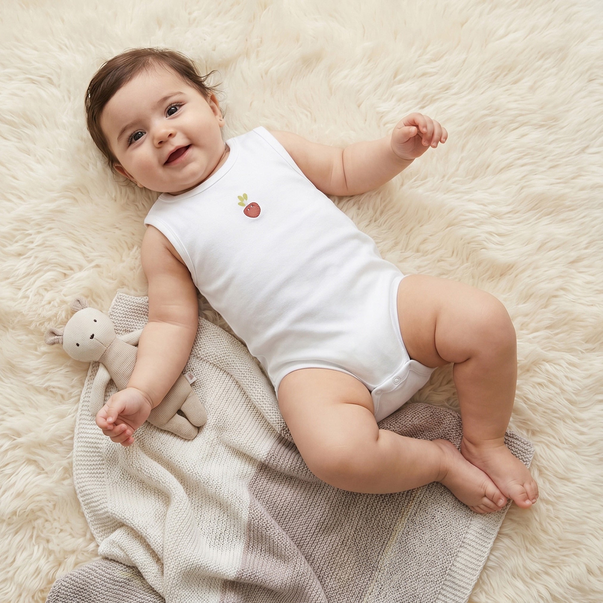 Pack of 5 Juniors Round Neck Sleeveless Bodysuit with Snap Button Closure