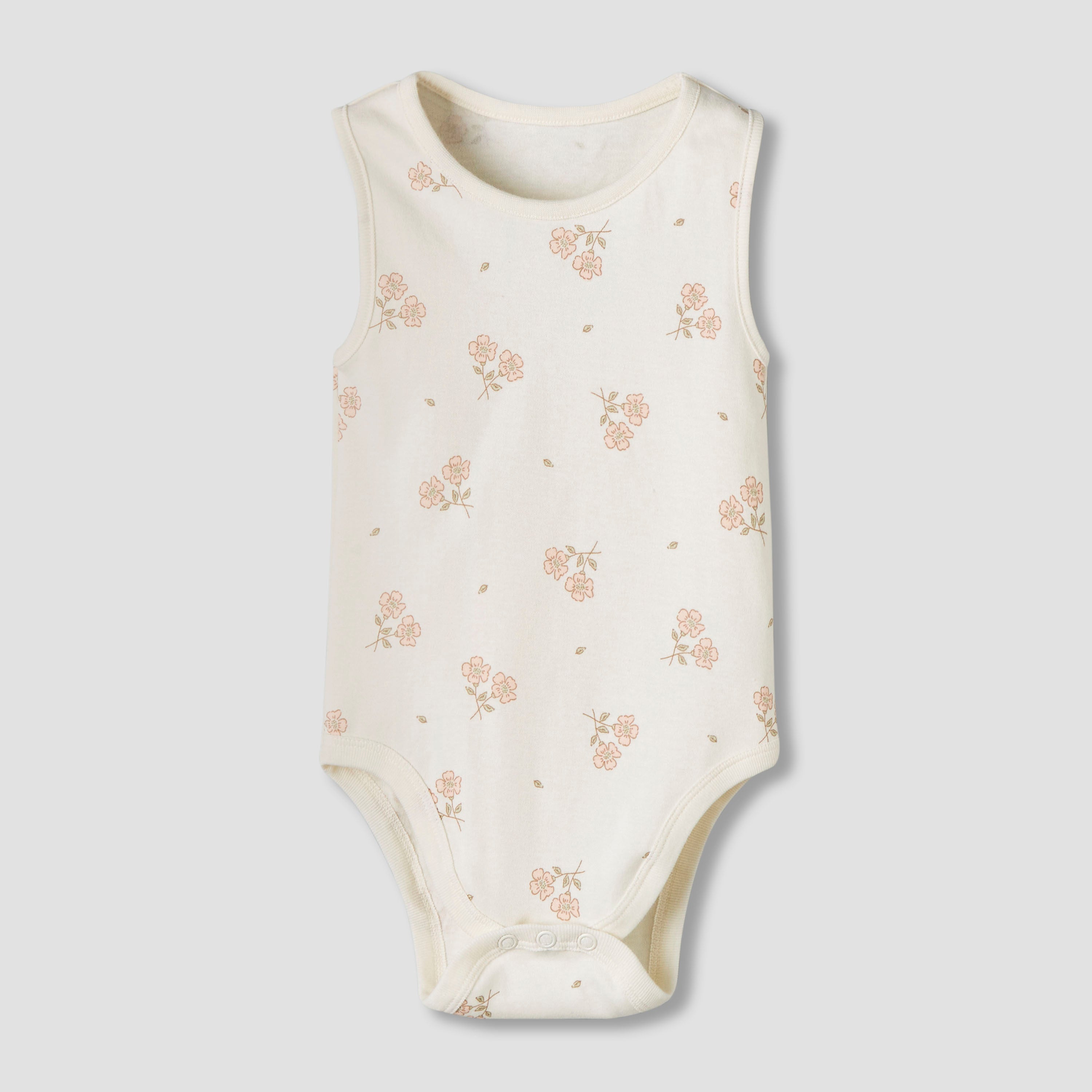 Pack of 7 Juniors Cotton Sleeveless Bodysuit with Floral Bunny Print