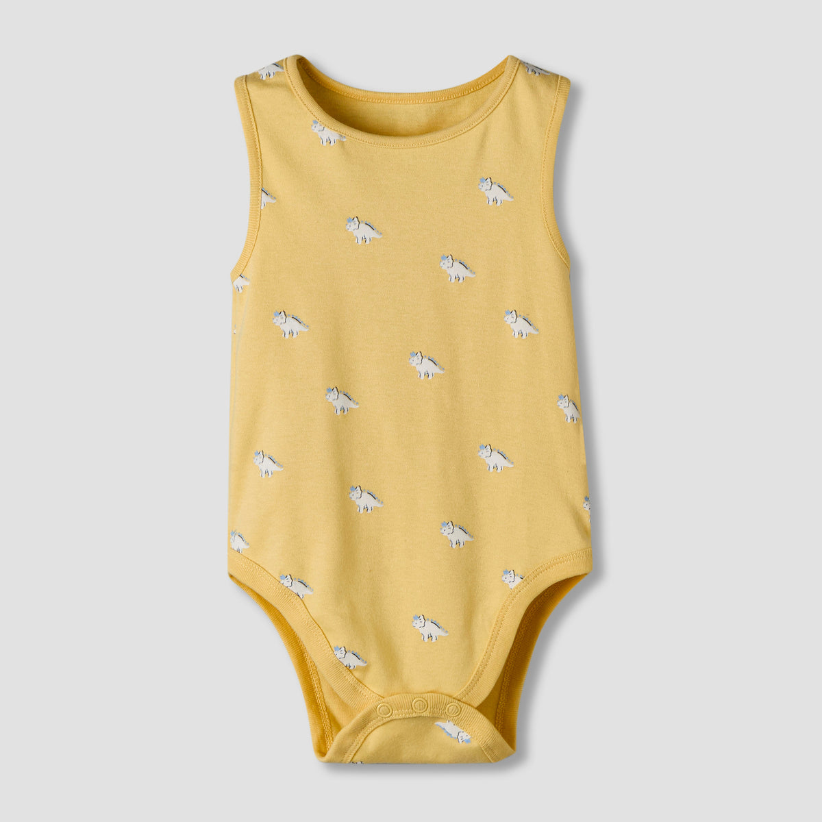 Pack of 7 Juniors Cotton Round Neck Sleeveless Bodysuit with Dinosaur Print