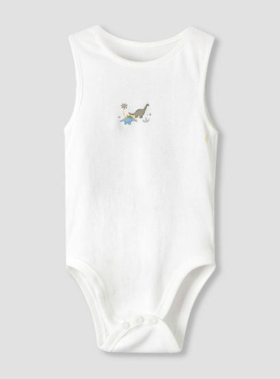 Pack of 7 Juniors Cotton Round Neck Sleeveless Bodysuit with Dinosaur Print-baby-boys-clothing-bodysuits-image-4