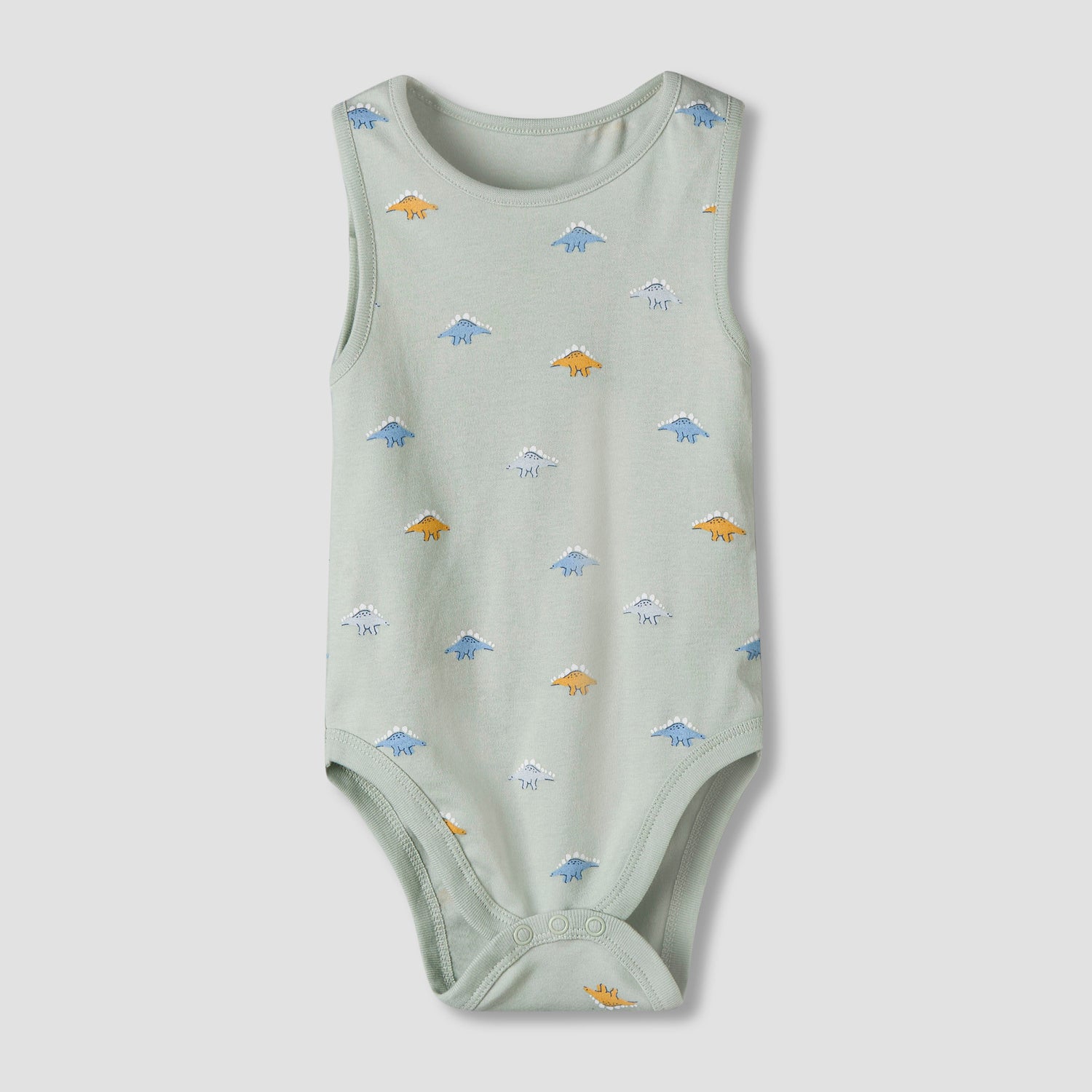 Pack of 7 Juniors Cotton Round Neck Sleeveless Bodysuit with Dinosaur Print