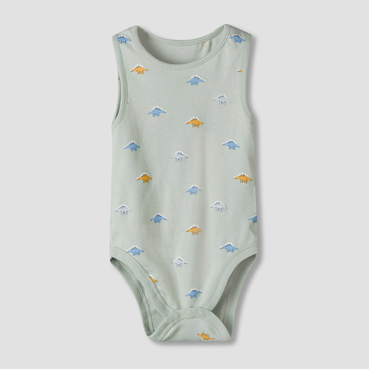 Pack of 7 Juniors Cotton Round Neck Sleeveless Bodysuit with Dinosaur Print
