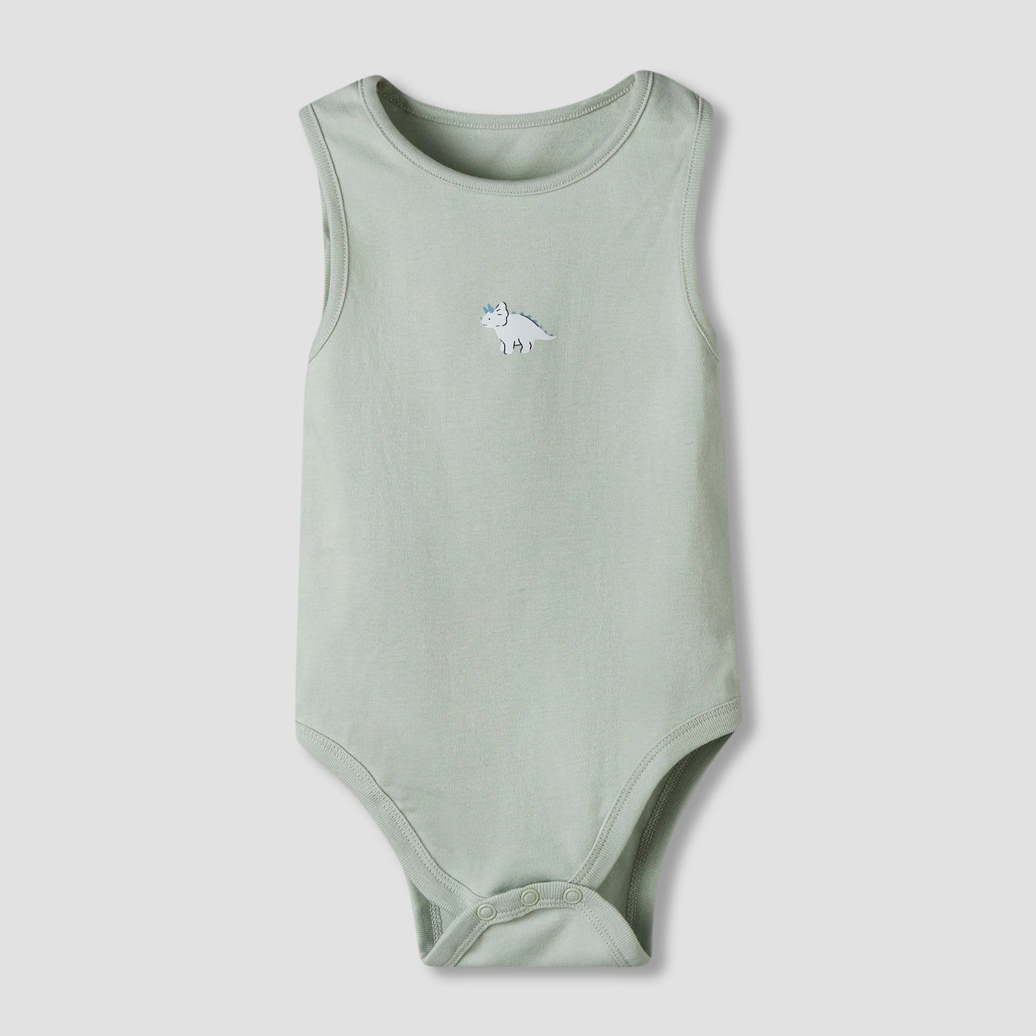 Pack of 7 Juniors Cotton Round Neck Sleeveless Bodysuit with Dinosaur Print