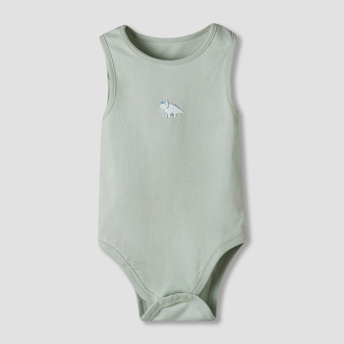 Pack of 7 Juniors Cotton Round Neck Sleeveless Bodysuit with Dinosaur Print