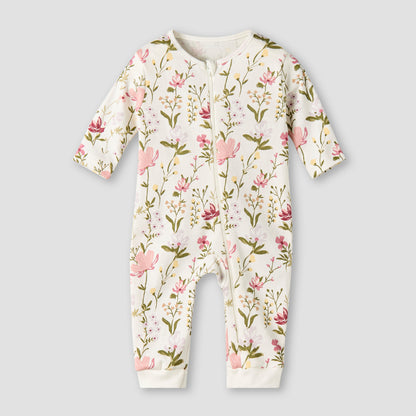 Pack of 3 Juniors Cotton Long Sleeves Sleepsuit with Floral Print
