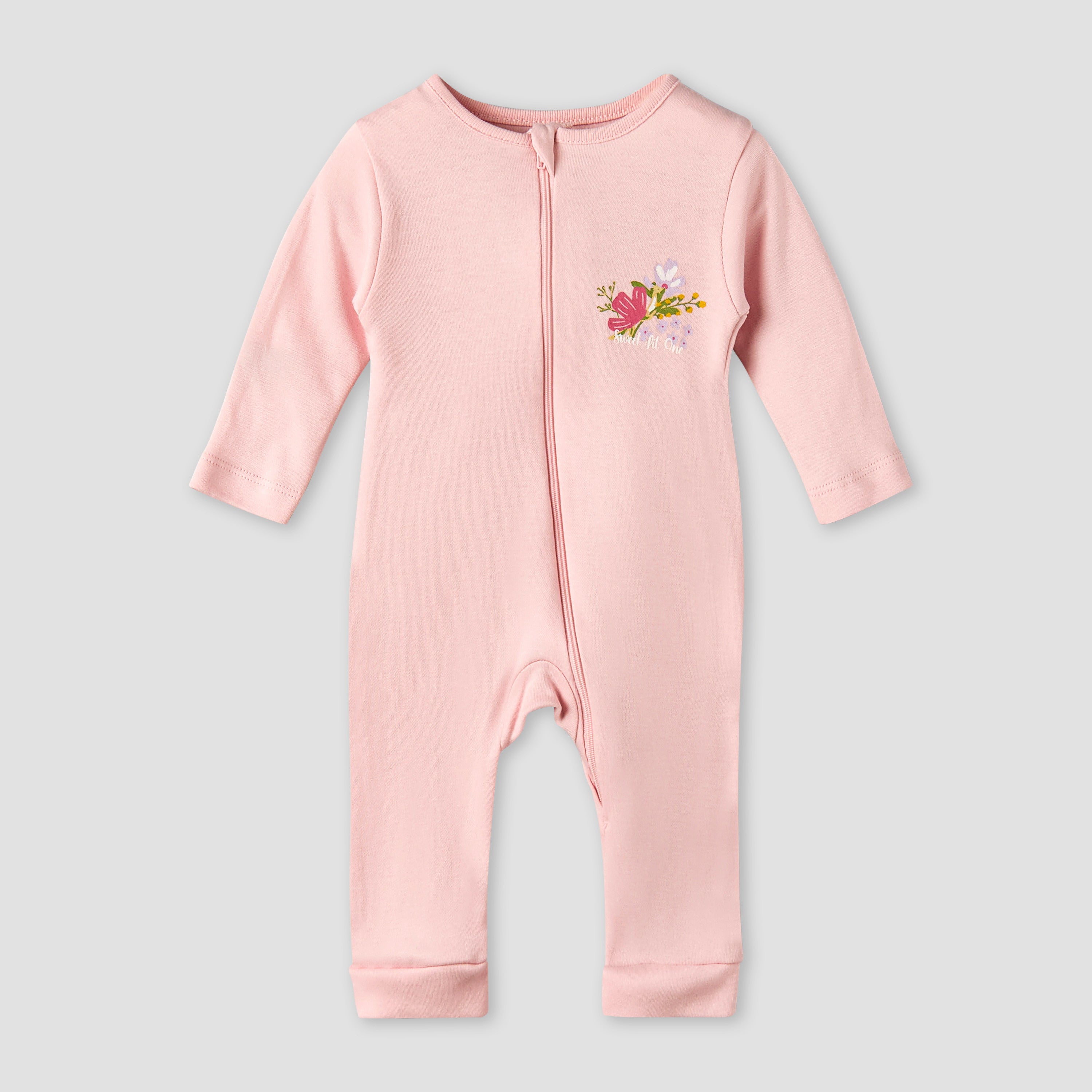 Pack of 3 Juniors Cotton Long Sleeves Sleepsuit with Floral Print