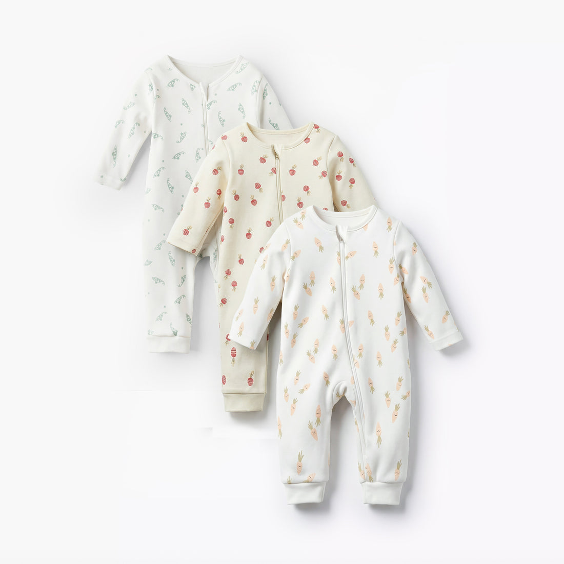 Pack of 3 Juniors Cotton Long Sleeves Sleepsuit with Printed Design - Multicolour / 12-18 mths