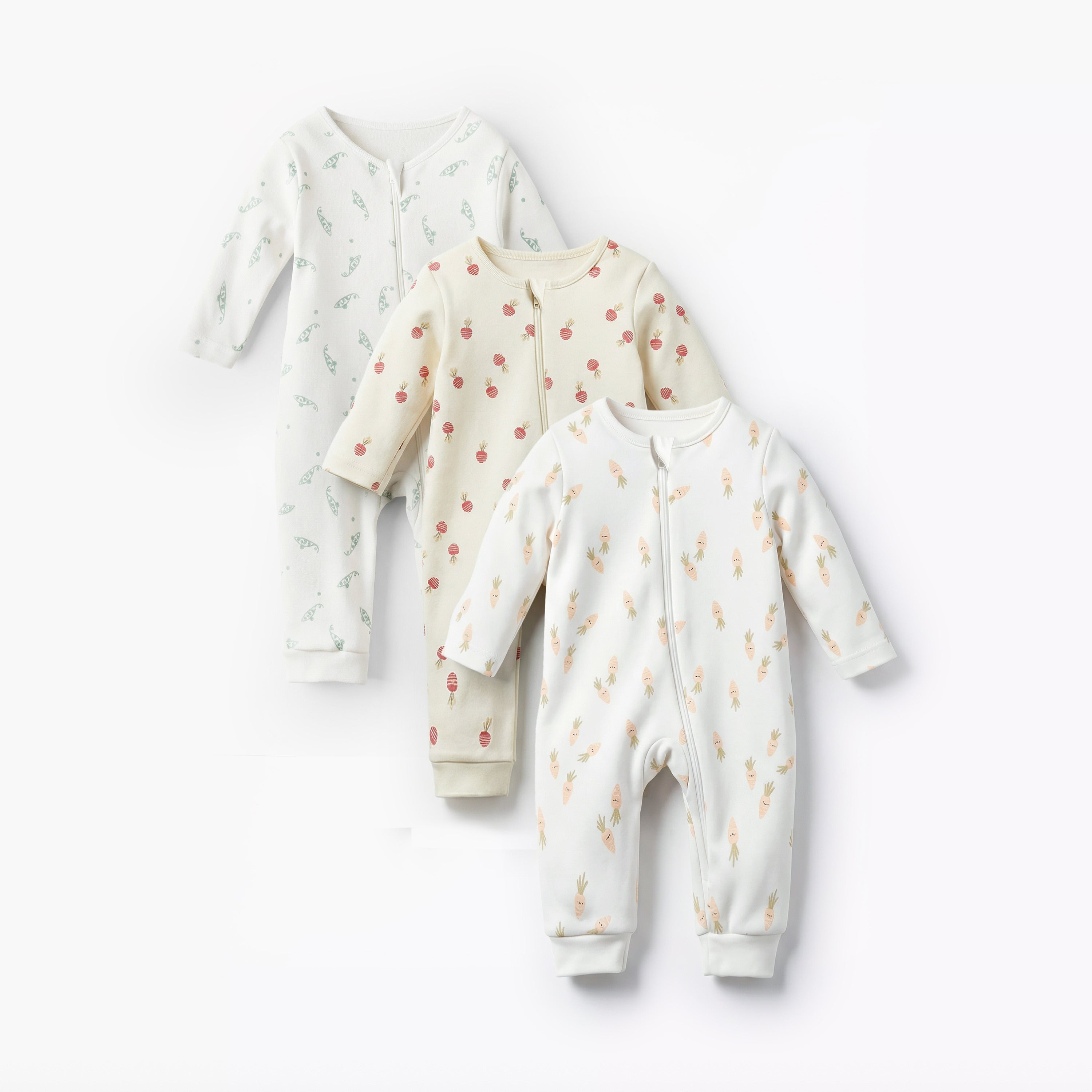 Pack of 3 Juniors Cotton Long Sleeves Sleepsuit with Printed Design - Multicolour / 12-18 mths