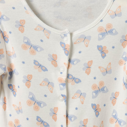 Pack of 3 Juniors Cotton Crew Neck Long Sleeves Sleepsuit with Assorted Print