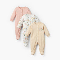 Pack of 3 Juniors Cotton Crew Neck Long Sleeves Sleepsuit with Floral Print-undefined-image-1
