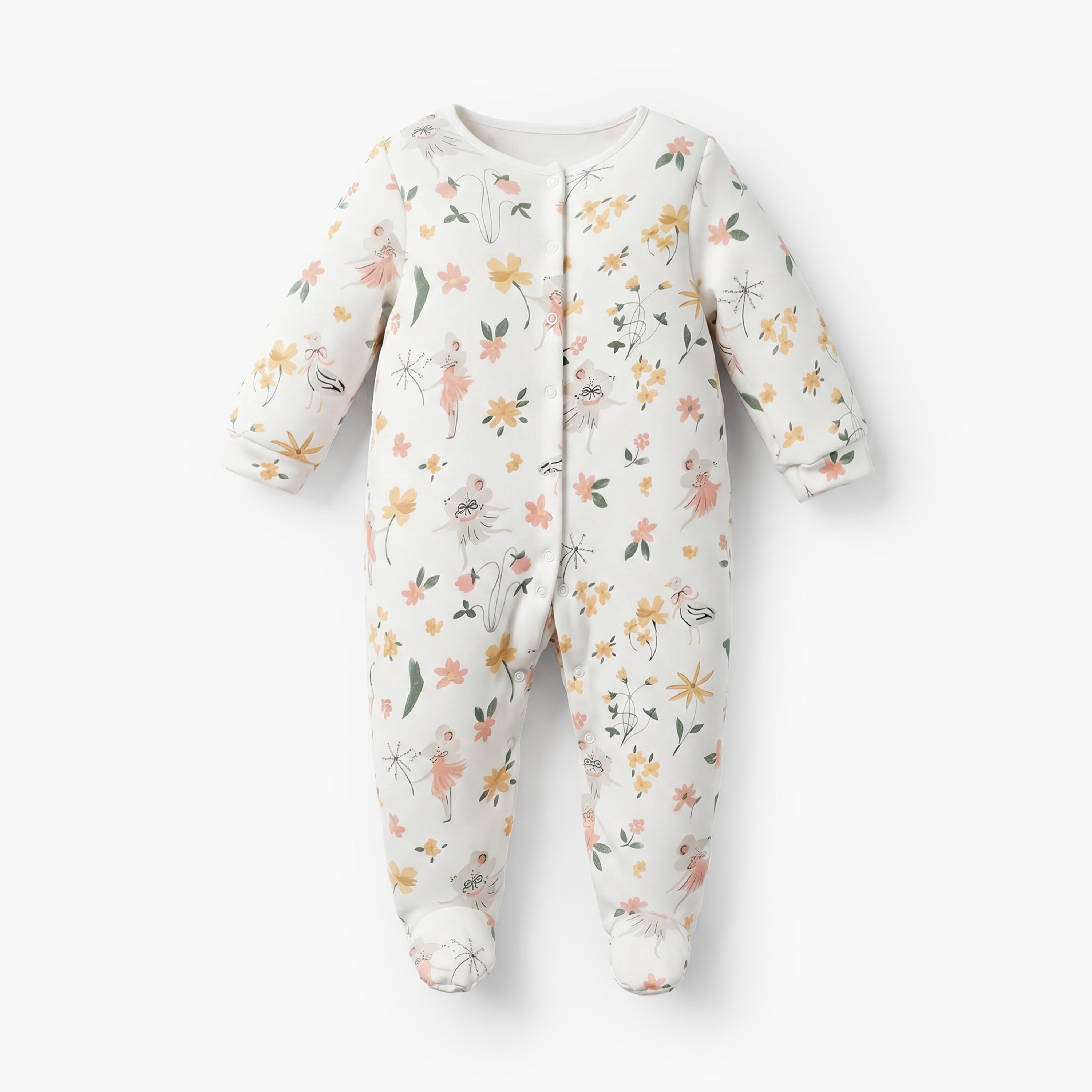 Pack of 3 Juniors Cotton Crew Neck Long Sleeves Sleepsuit with Floral Print