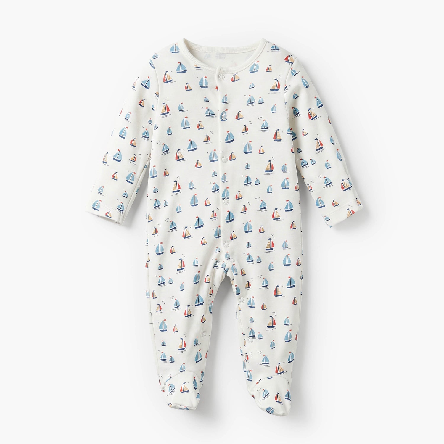 Pack of 3 Juniors Cotton Crew Neck Long Sleeves Sleepsuit with Nautical Print