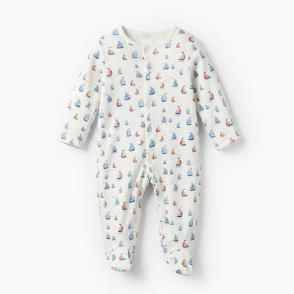 Pack of 3 Juniors Cotton Crew Neck Long Sleeves Sleepsuit with Nautical Print