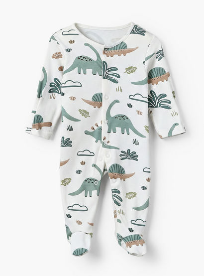 Pack of 3 Juniors Cotton Crew Neck Long Sleeves Sleepsuit with Dinosaur Print-baby-boys-clothing-nightwear-sleepsuits-image-5