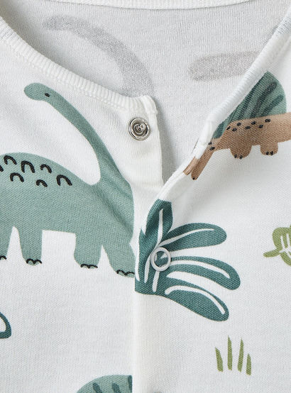 Pack of 3 Juniors Cotton Crew Neck Long Sleeves Sleepsuit with Dinosaur Print-baby-boys-clothing-nightwear-sleepsuits-image-7
