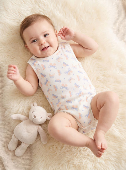Pack of 5 Juniors Cotton Round Neck Sleeveless Bodysuit with Print-baby-girls-clothing-bodysuits-image-2