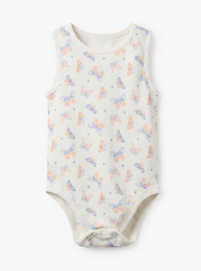 Pack of 5 Juniors Cotton Round Neck Sleeveless Bodysuit with Print-baby-girls-clothing-bodysuits-image-3