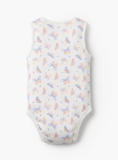 Pack of 5 Juniors Cotton Round Neck Sleeveless Bodysuit with Print-baby-girls-clothing-bodysuits-image-4