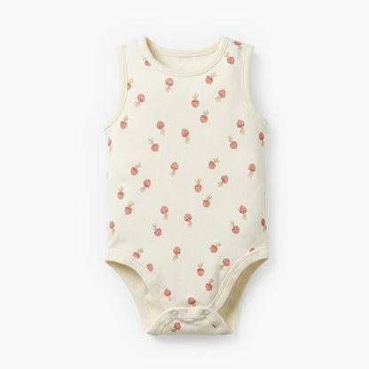 Pack of 5 Juniors Cotton Round Neck Sleeveless Bodysuit with Print