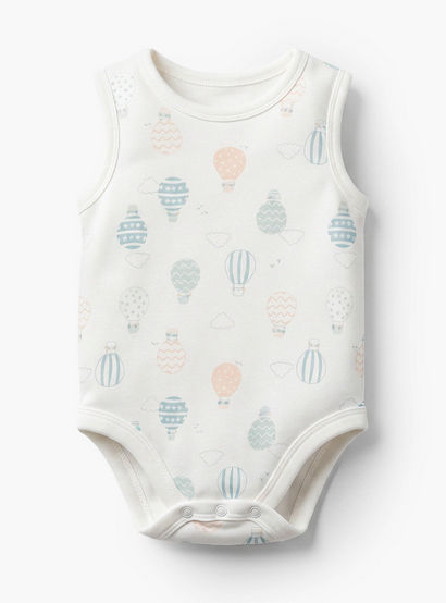Pack of 7 Juniors Crew Neck Sleeveless Bodysuit with Hot Air Balloon Print-baby-boys-clothing-bodysuits-image-2