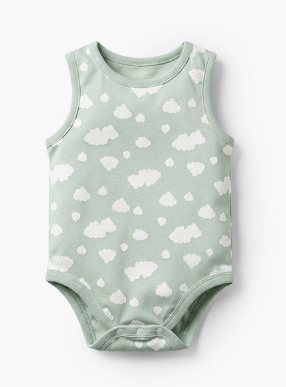 Pack of 7 Juniors Crew Neck Sleeveless Bodysuit with Hot Air Balloon Print-baby-boys-clothing-bodysuits-image-6