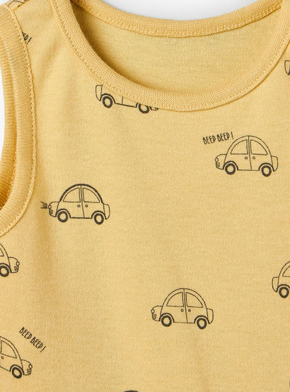 Pack of 7 Juniors Crew Neck Sleeveless Bodysuit with Vehicle Print-baby-boys-clothing-bodysuits-image-7