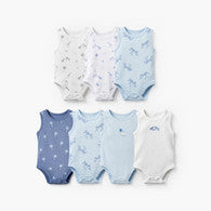 Pack of 7 Juniors Crew Neck Sleeveless Bodysuit with Safari Print-undefined-image-1