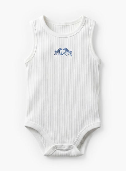 Pack of 7 Juniors Crew Neck Sleeveless Bodysuit with Safari Print-baby-boys-clothing-bodysuits-image-3