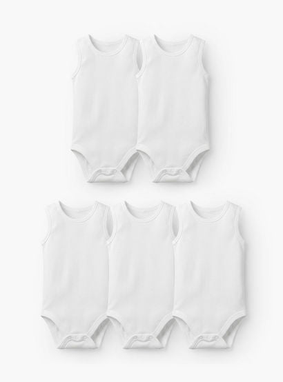 Juniors Solid Sleeveless Bodysuit - Set of 5-baby-boys-clothing-multipacks-image-1